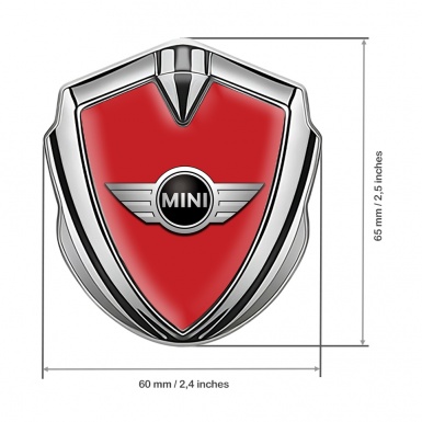 Mini Cooper Fender Emblem Badge Silver Red Template Classic Design