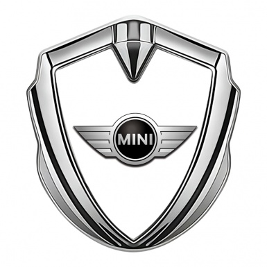 Mini Cooper Fender Emblem Badge Silver White Template Classic Design