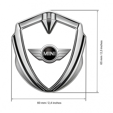 Mini Cooper Fender Emblem Badge Silver White Template Classic Design