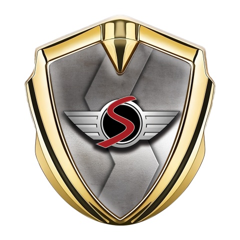 Mini Cooper S Self Adhesive Bodyside Emblem Gold Bevel Classic Edition
