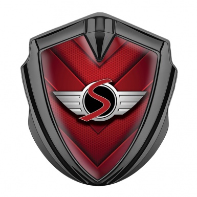 Mini Cooper S 3D Car Metal Emblem Graphite Red Hexagon V Lines Edition