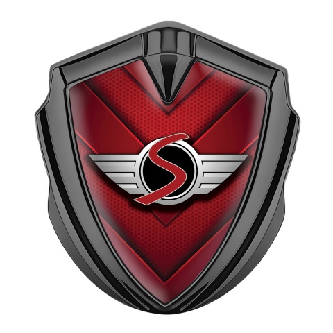Mini Cooper S 3D Car Metal Emblem Graphite Red Hexagon V Lines Edition