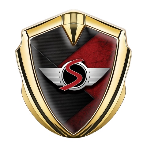 Mini Cooper S Bodyside Emblem Gold Dark Plates Red Surface Edition