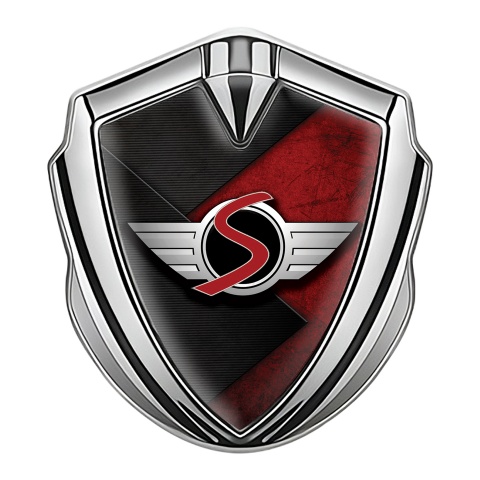 Mini Cooper S Bodyside Emblem Silver Dark Plates Red Surface Edition
