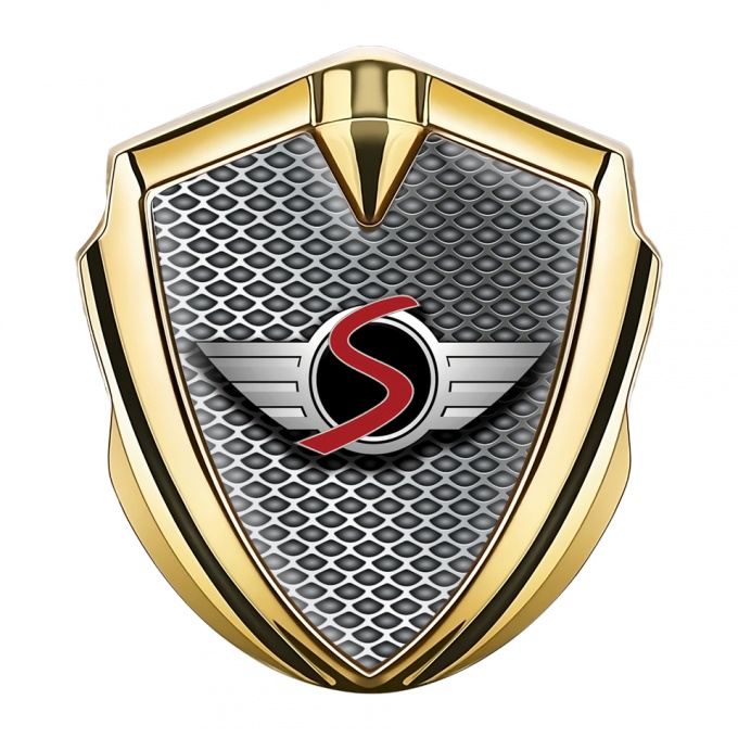 Mini Cooper S Fender Metal Badge Gold Gradient Net Template Design