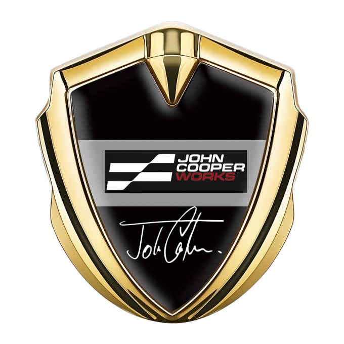 Mini Cooper Trunk Metal Emblem Badge Gold Black John Cooper Edition