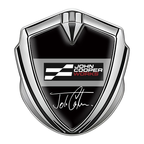 Mini Cooper Trunk Metal Emblem Badge Silver Black John Cooper Edition