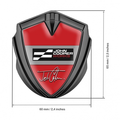 Mini Cooper Trunk Metal Emblem Badge Graphite Red John Cooper Edition
