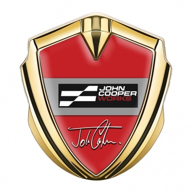 Mini Cooper Trunk Metal Emblem Badge Gold Red John Cooper Edition