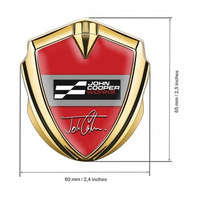 Mini Cooper Trunk Metal Emblem Badge Gold Red John Cooper Edition