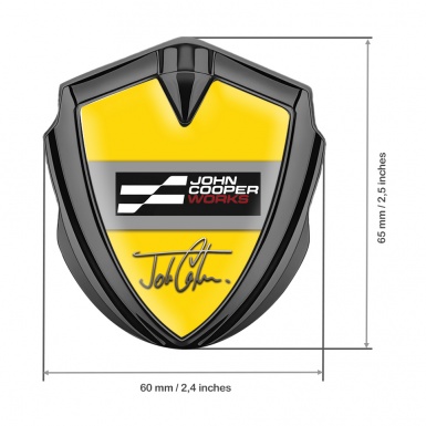 Mini Cooper Trunk Metal Emblem Badge Graphite Yellow John Cooper Edition