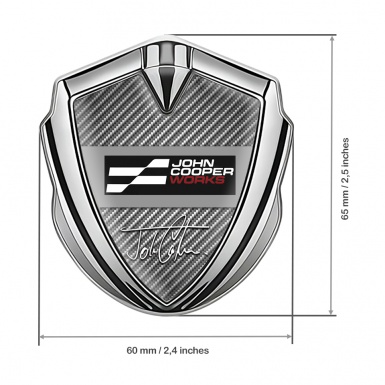 Mini Cooper 3D Car Metal Emblem Silver Carbon John Cooper Edition