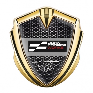 Mini Cooper Emblem Self Adhesive Gold Black Dots John Cooper Edition