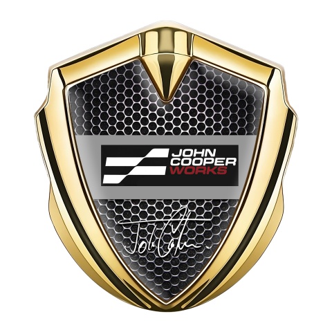 Mini Cooper Emblem Self Adhesive Gold Black Dots John Cooper Edition