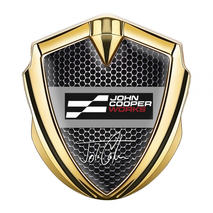 Mini Cooper Emblem Self Adhesive Gold Black Dots John Cooper Edition