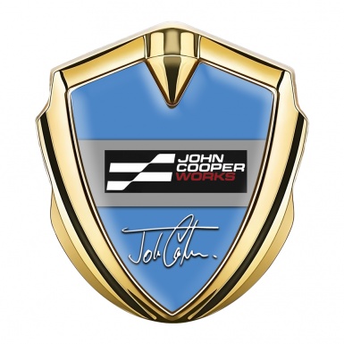 Mini Cooper Trunk Metal Emblem Badge Gold Blue John Cooper Edition