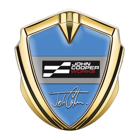 Mini Cooper Trunk Metal Emblem Badge Gold Blue John Cooper Edition