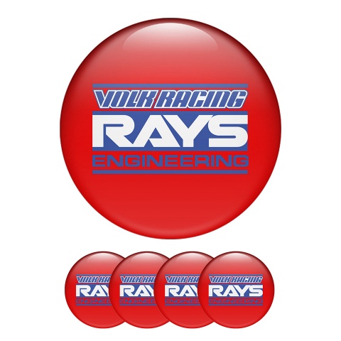 Rays Volk Raicing Domed Stickers Wheel Center Cap Badge In Red 