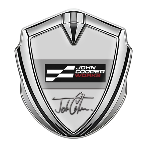 Mini Cooper Fender Emblem Badge Silver Grey John Cooper Edition