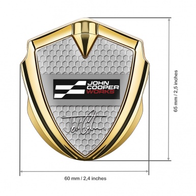 Mini Cooper Fender Emblem Badge Gold Honeycomb John Cooper Edition