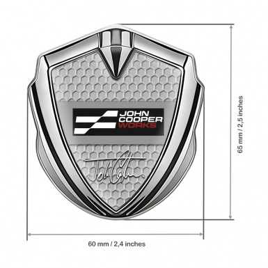 Mini Cooper Fender Emblem Badge Silver Honeycomb John Cooper Edition