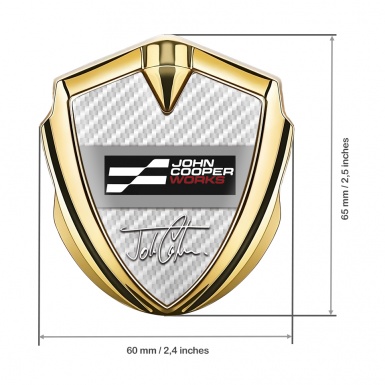 Mini Cooper Trunk Emblem Badge Gold White Carbon John Cooper Logo