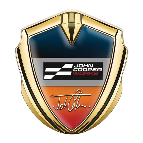 Mini Cooper Tuning Badge Self Adhesive Gold Multicolor John Cooper Logo