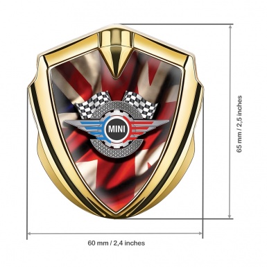 Mini Cooper Fender Emblem Badge Gold UK Flag Racing Cog Edition