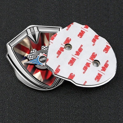 Mini Cooper Fender Emblem Badge Silver UK Flag Racing Cog Edition