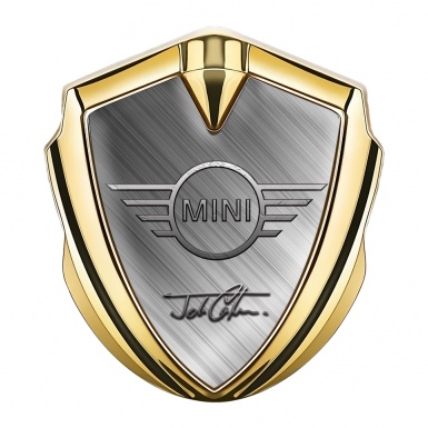 Mini Cooper Fender Metal Emblem Gold Brushed Metal Simple Logo Design