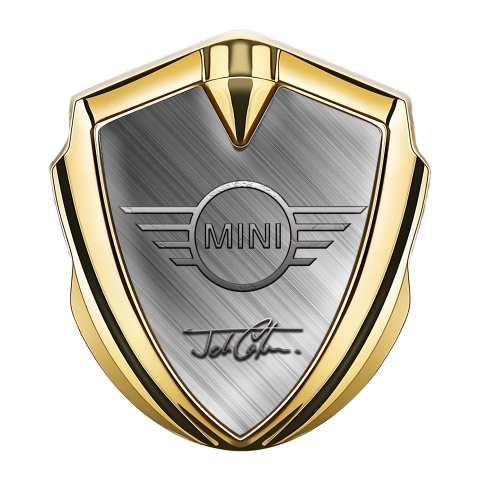 Mini Cooper Fender Metal Emblem Gold Brushed Metal Simple Logo Design