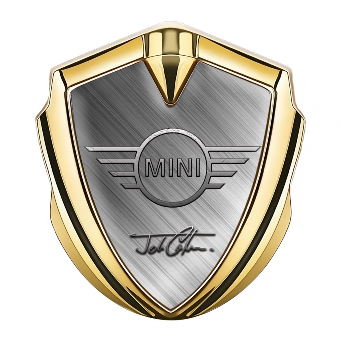 Mini Cooper Fender Metal Emblem Gold Brushed Metal Simple Logo Design