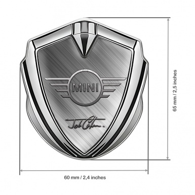 Mini Cooper Fender Metal Emblem Silver Brushed Metal Simple Logo Design