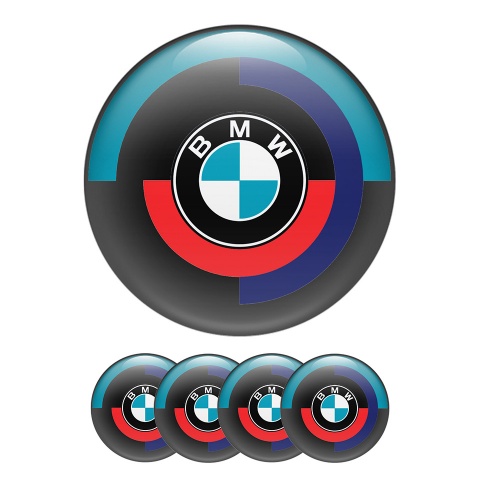 BMW Center Hub Dome Stickers Black 1970
