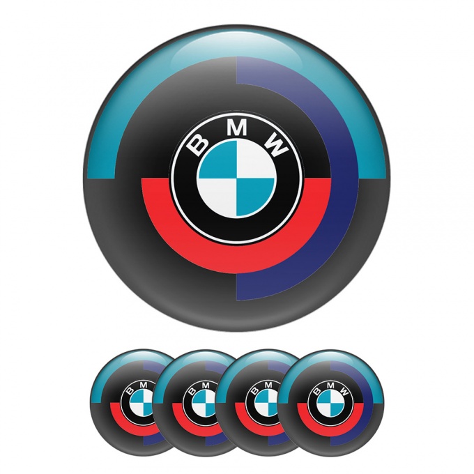 BMW Center Hub Dome Stickers Black 1970