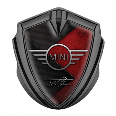Mini Cooper Trunk Emblem Badge Graphite Red Back John Cooper Design