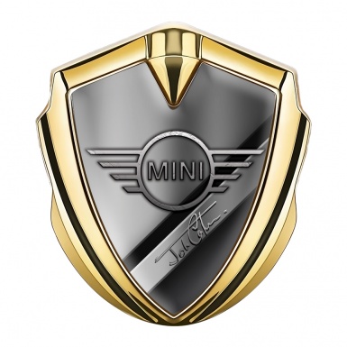 Mini Cooper Bodyside Emblem Gold Diagonal Plates John Cooper Edition