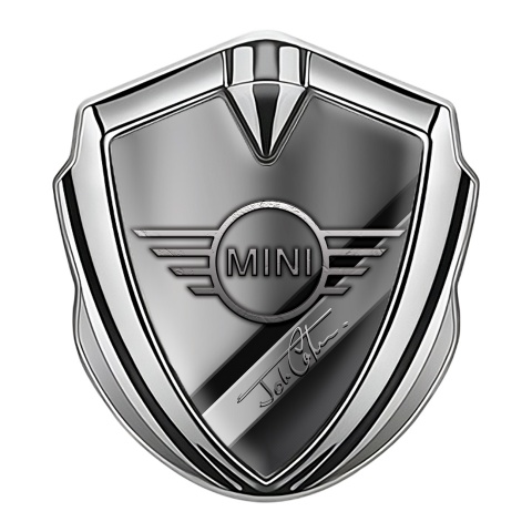 Mini Cooper Bodyside Emblem Silver Diagonal Plates John Cooper Edition