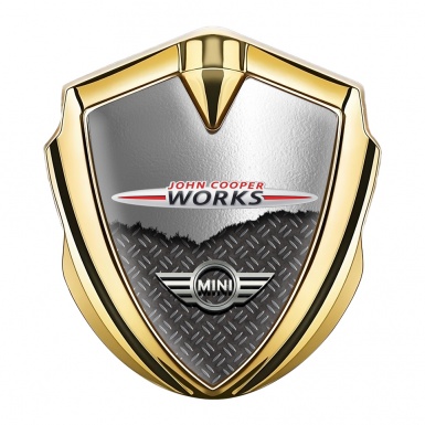 Mini Cooper Fender Metal Emblem Gold Torn Metal John Cooper Logo