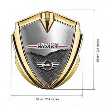 Mini Cooper Fender Metal Emblem Gold Torn Metal John Cooper Logo