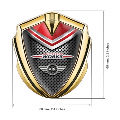 Mini Cooper Metal Emblem Self Adhesive Gold Red Shield John Cooper Logo