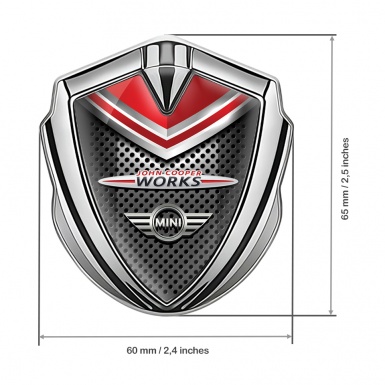 Mini Cooper Metal Emblem Self Adhesive Silver Red Shield John Cooper Logo