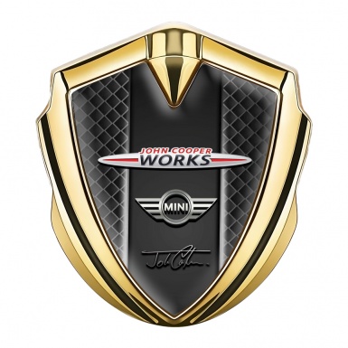 Mini Cooper Fender Metal Emblem Badge Gold Dark Grid Lights Edition