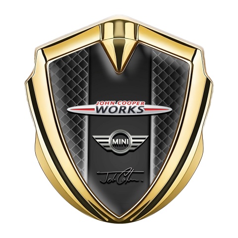 Mini Cooper Fender Metal Emblem Badge Gold Dark Grid Lights Edition