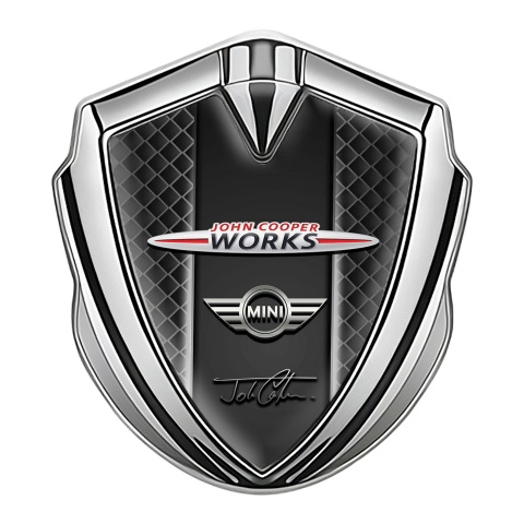 Mini Cooper Fender Metal Emblem Badge Silver Dark Grid Lights Edition