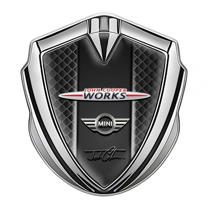 Mini Cooper Fender Metal Emblem Badge Silver Dark Grid Lights Edition