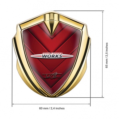 Mini Cooper 3D Car Metal Emblem Gold Red Hexagon John Cooper Logo