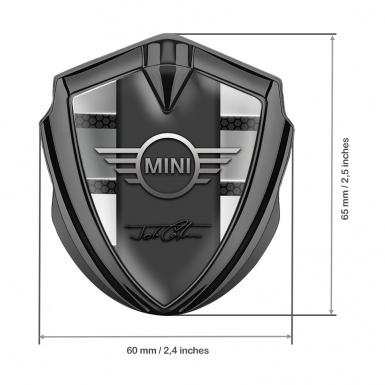 Mini Cooper Tuning Emblem Self Adhesive Graphite Hex John Cooper Signature