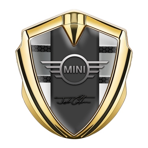 Mini Cooper Tuning Emblem Self Adhesive Gold Hex John Cooper Signature