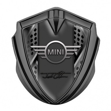 Mini Cooper 3D Car Metal Emblem Graphite Grey Panels John Cooper Signature